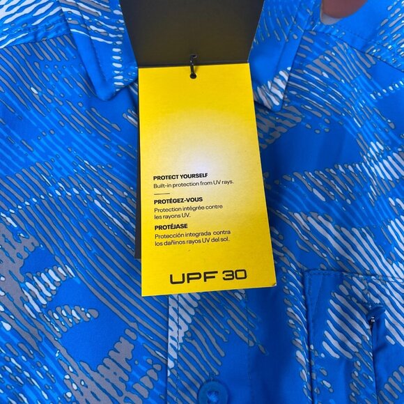 Under Armour Men's Medium UA Dockside Short Sleeve Shirt Blue Tropical 1376577 - Picture 8 of 13
